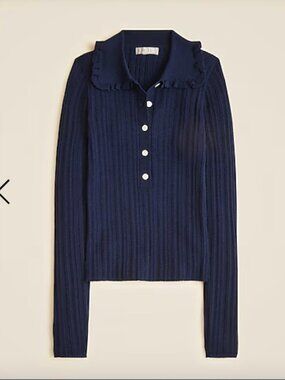 Jcrew Ribbed Long Sleeve Polo sweater